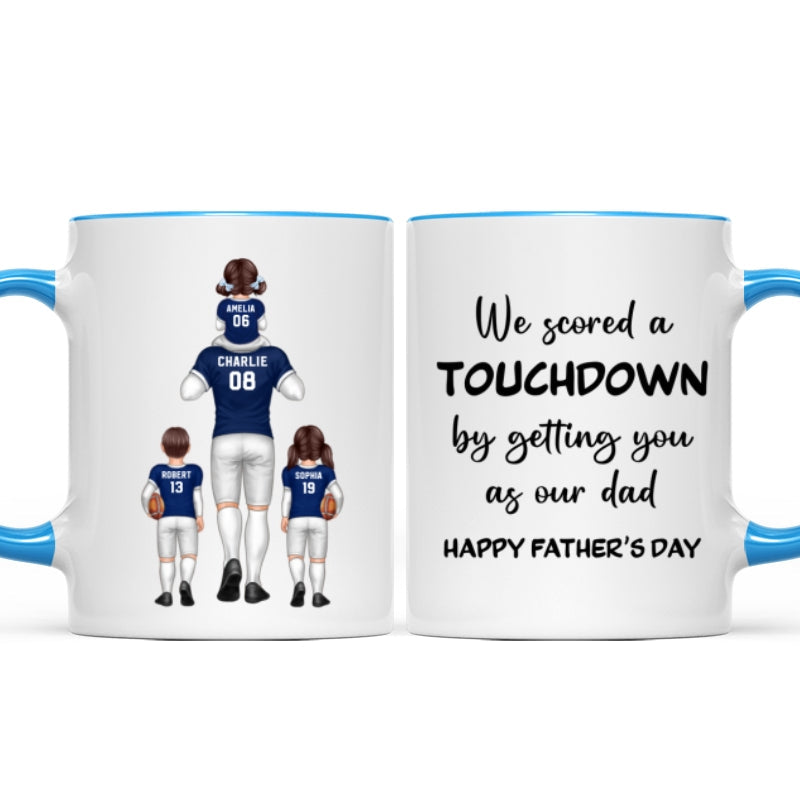We Scored A Touchdown Getting You As Our Dad American Football Dad Father‘s Day Gift Personalized Mug