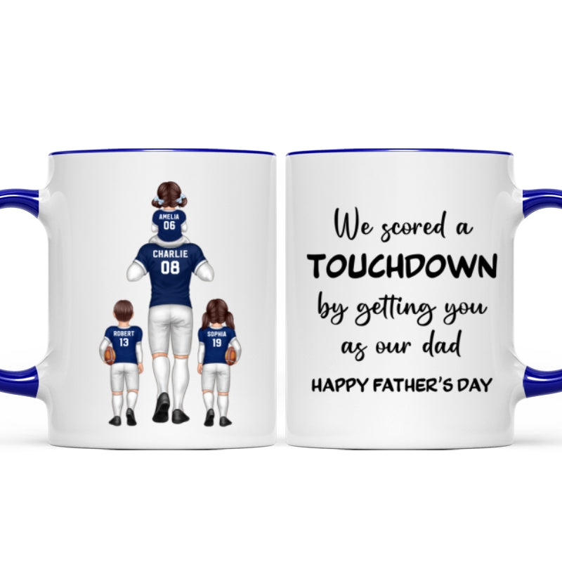We Scored A Touchdown Getting You As Our Dad American Football Dad Father‘s Day Gift Personalized Mug