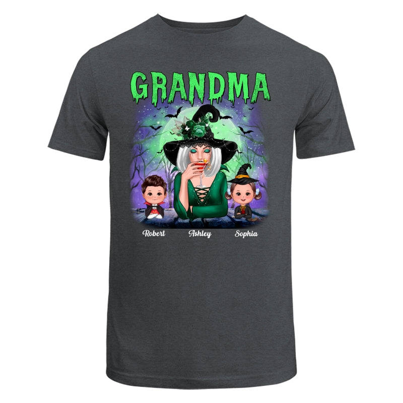 Halloween Neon Green And Purple Grandma With Grandkids Personalized Shirt