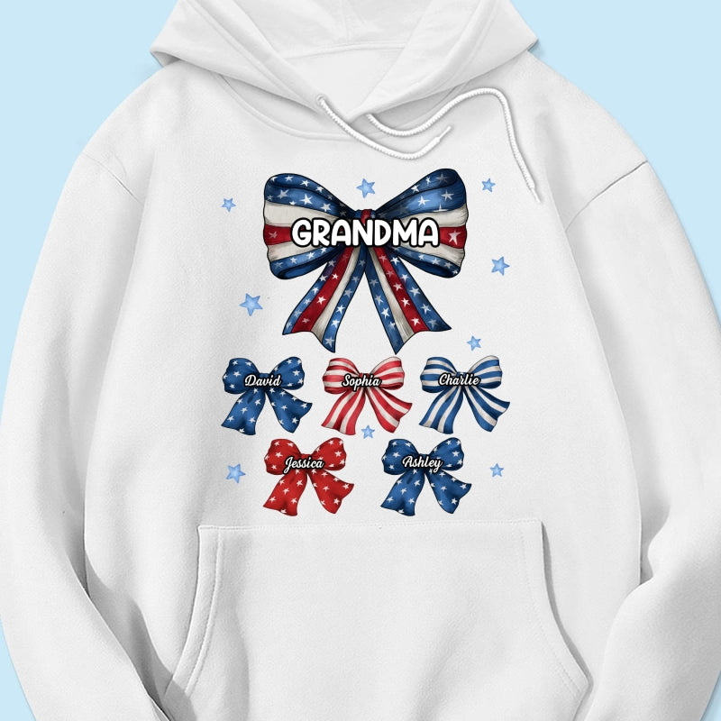 Coquette American Grandma Bow 4th Of July Independence Day Personalized Shirt