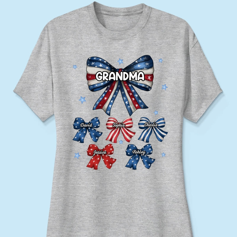 Coquette American Grandma Bow 4th Of July Independence Day Personalized Shirt