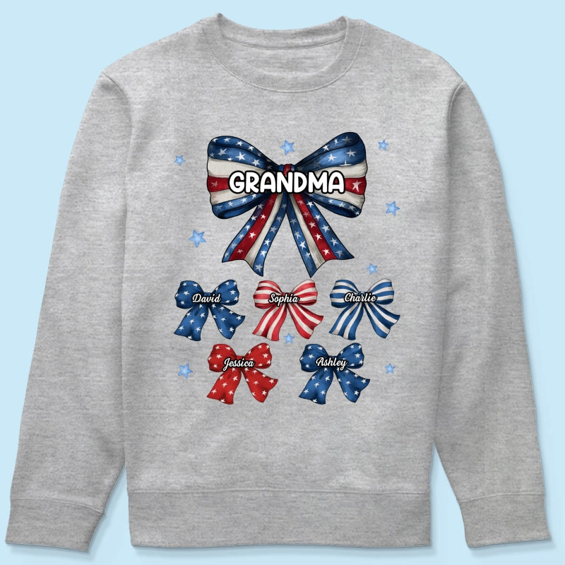 Coquette American Grandma Bow 4th Of July Independence Day Personalized Shirt