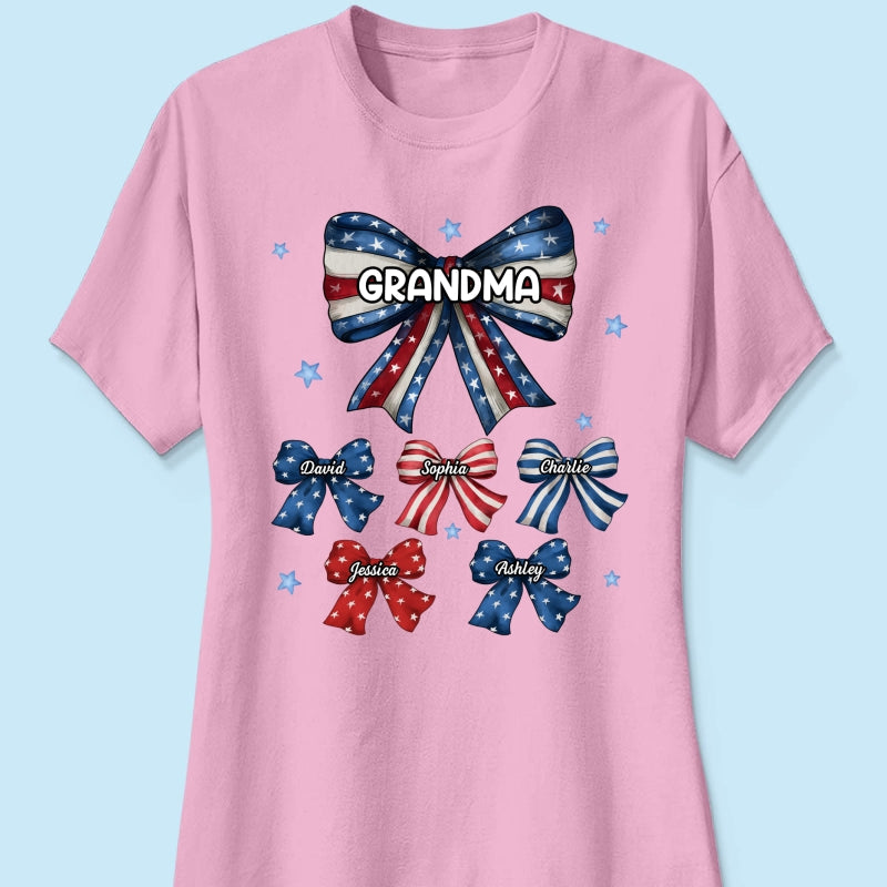 Coquette American Grandma Bow 4th Of July Independence Day Personalized Shirt