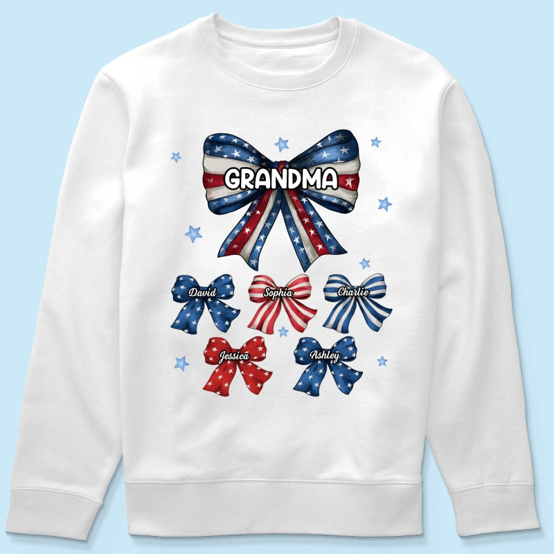 Coquette American Grandma Bow 4th Of July Independence Day Personalized Shirt