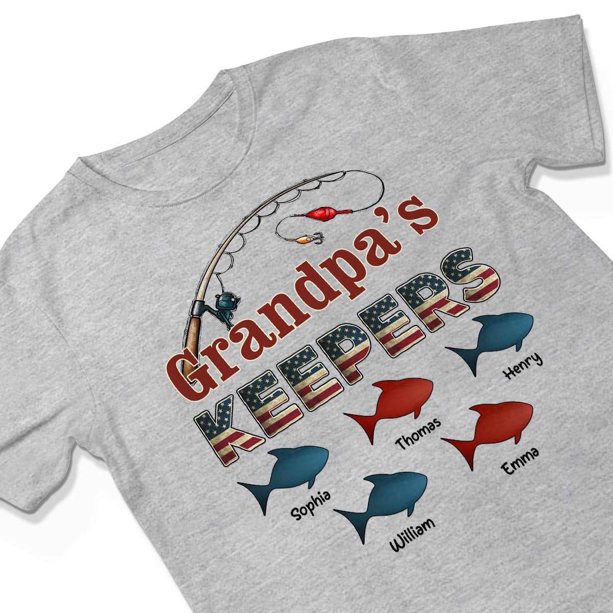 Nation Flag Grandpa's Keepers Fishing 4th Of July Personalized Shirt