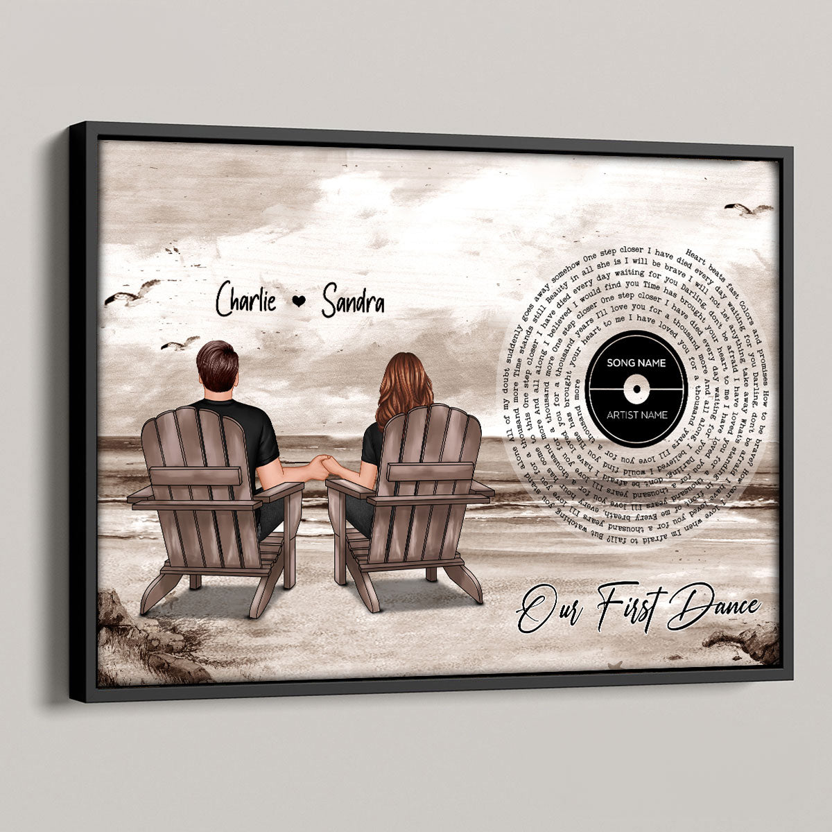 You And Me Beach Landscape Favorite Song Vinyl Lyrics Personalized Poster, Heartfelt 2025 Gift, Anniversary Gift, Birthday Gift For Him, For Her, Boyfriend, Girlfriend, Husband, Wife
