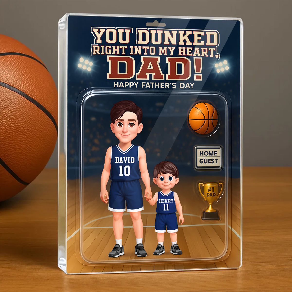 Basketball Dad You Dunked Right Into My Heart - Personalized Acrylic Block Plaque - Gift For Basketball Dad, Husband