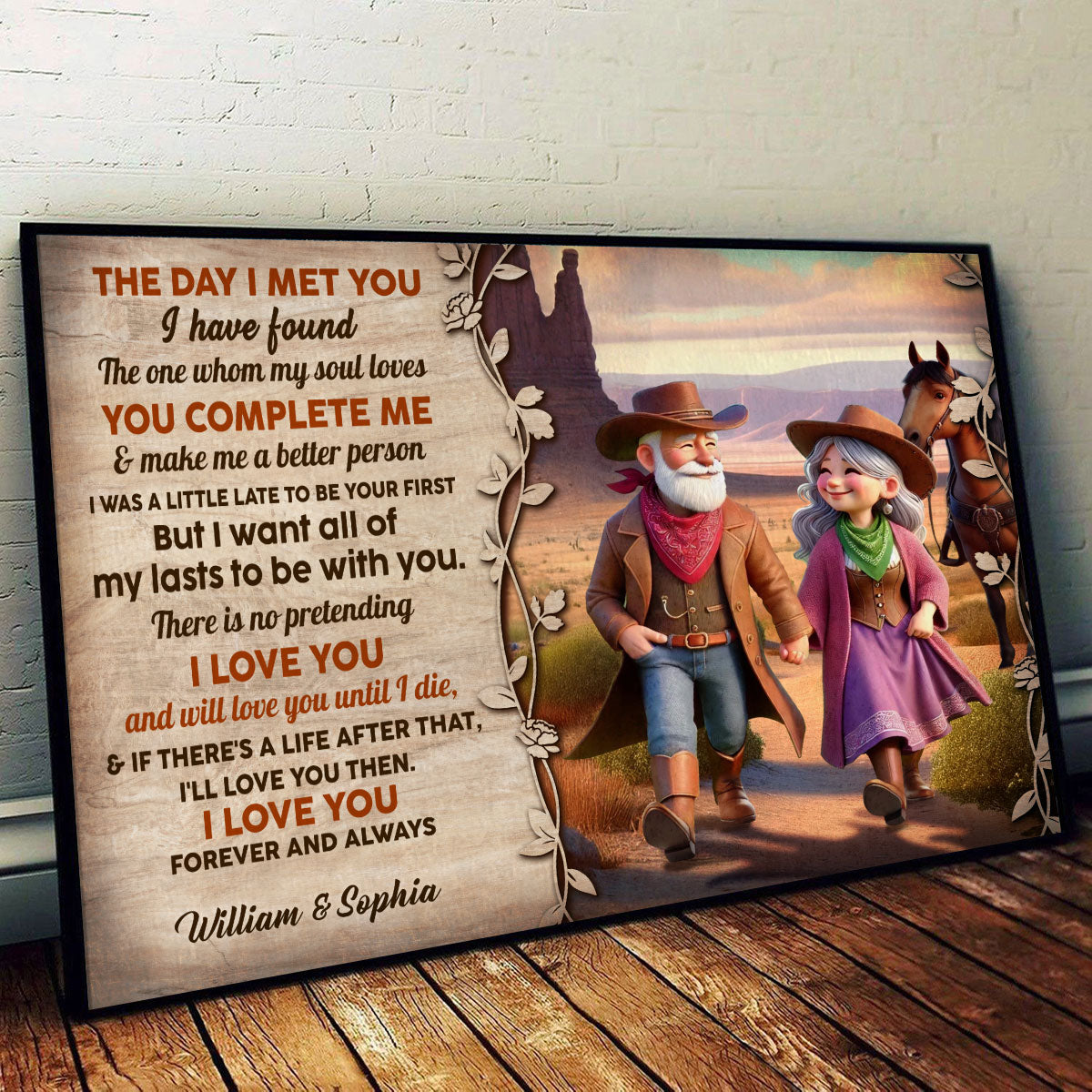 The Day I Met You Cowboy Happy Old Couple Personalized Poster, Anniversary Gift For Him, For Her, Husband, Wife