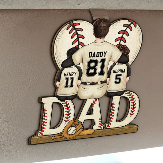 Father's Day Gifts, Dad Baseball Team - Personalized Wooden Car Visor Clip