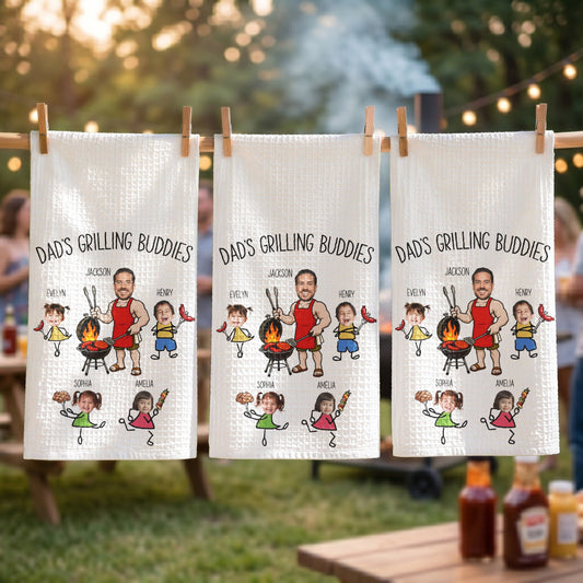Dad's Grilling Buddies Father's Day Gift For Dad, Husband - Personalized Kitchen Towel