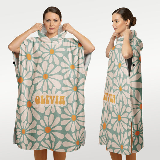 Daisy, 70S Boho Custom Name - Personalized Beach Towel