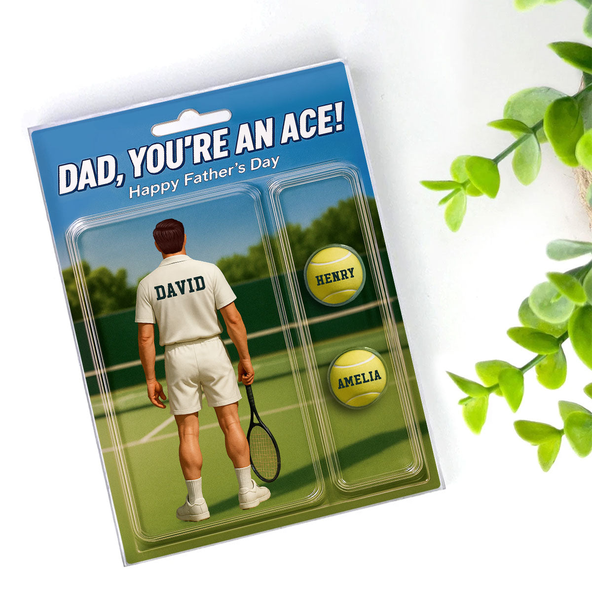 You're An Ace Tennis Dad With Kids' Names Custom Figure Personalized Acrylic Block Plaque, Gift For Him, For Dad