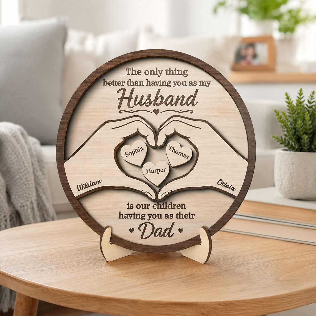 The Only Thing Having You As My Husband Hearts in Hands - Personalized 2-Layered Wooden Plaque - Gift For Husband