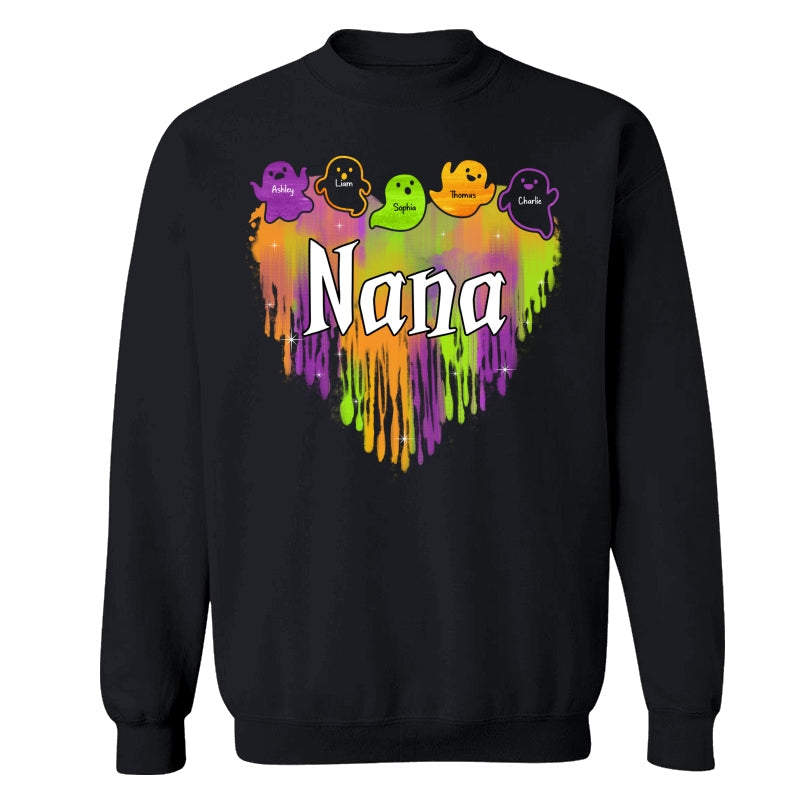 Halloween Grandma Melting Heart Boo Grandkids Names Personalized Shirt