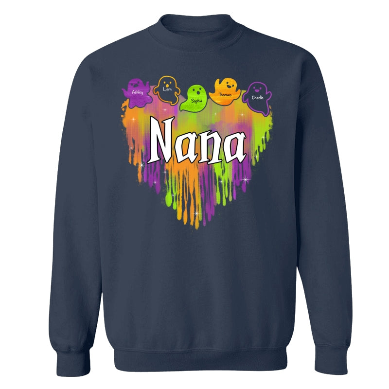 Halloween Grandma Melting Heart Boo Grandkids Names Personalized Shirt