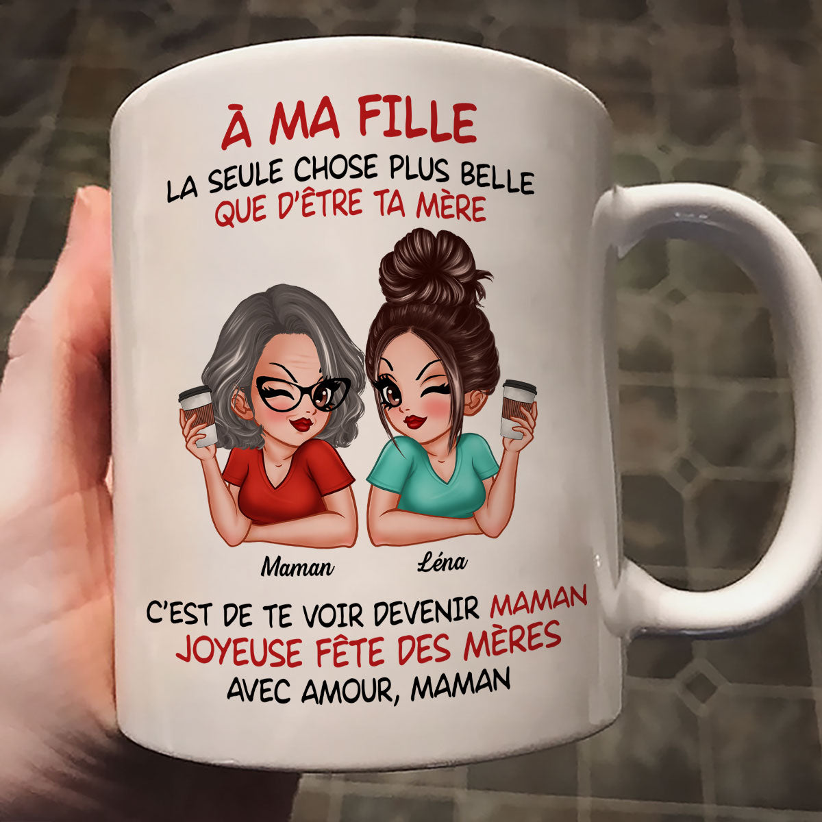 ma fille – Te voir tre maman – Mug personnalis – Cadeau de Fte des Mres pour ma fille