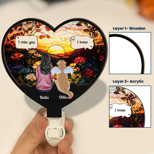 Dog Memorial, Cat Memorial - Personalized Wood And Acrylic Night Light
