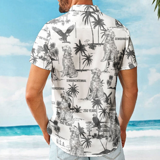 Dog Lover USA 250th Anniversary Toile De Jouy Style - Personalized Hawaiian Shirt