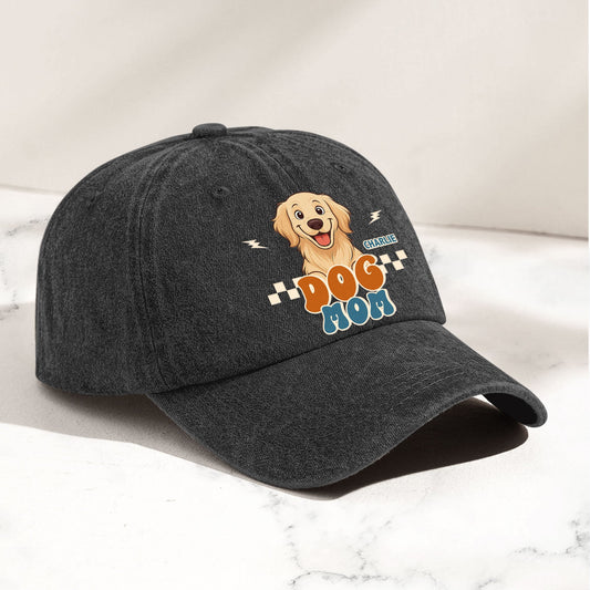 Dog Mom Dog Mama - Personalized Distressed Denim Cap