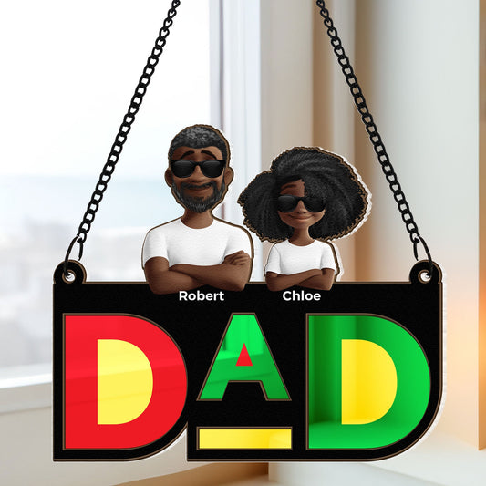 Father's Day Gifts, Dope Black Dad - Personalized Window Hanging Suncatcher Ornament