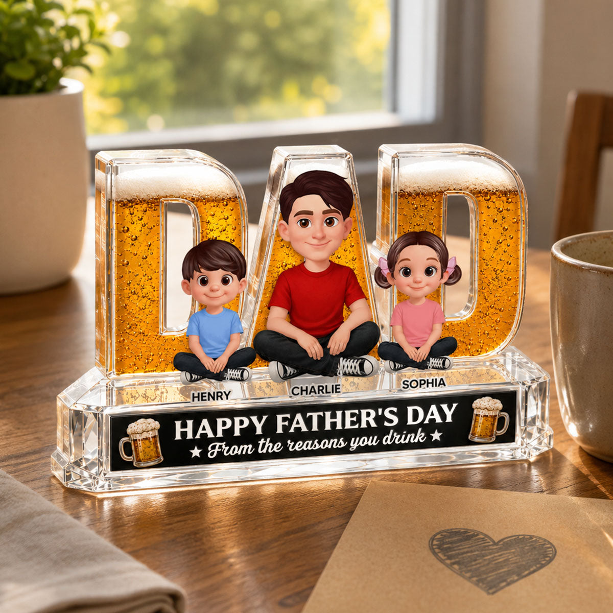 To Dad From The Reasons You Drink Dad Beer - Personalized Acrylic Block Plaque - Gift For Husband, Dad, Beer Lovers