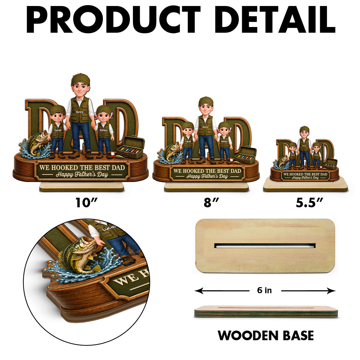 We Hooked The Best Dad Fishing Dad - Personalized 2-Layered Wooden Plaque - Gift For Fishing Dad, Fishing Lovers
