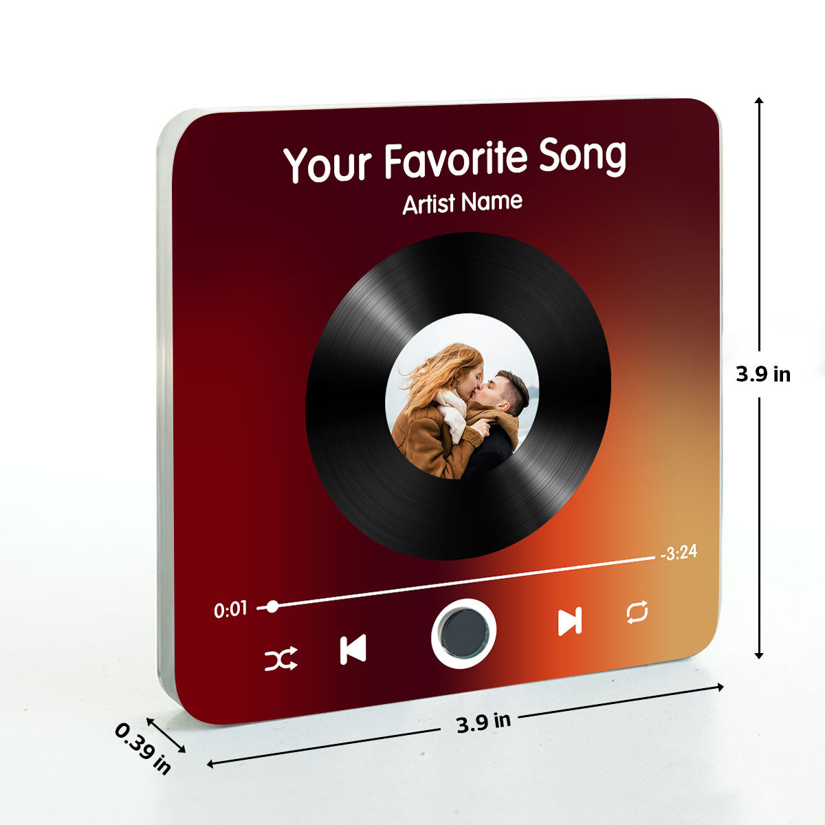 Custom Photo & Favorite Song Disc Personalized Music Fridge Magnet, Gift For Couple
