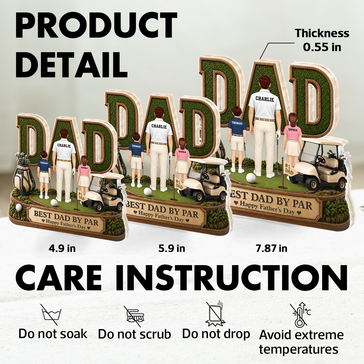 Above Par In Every Way Golfer Dad - Personalized Acrylic Block Plaque - Gift For Dad, Husband