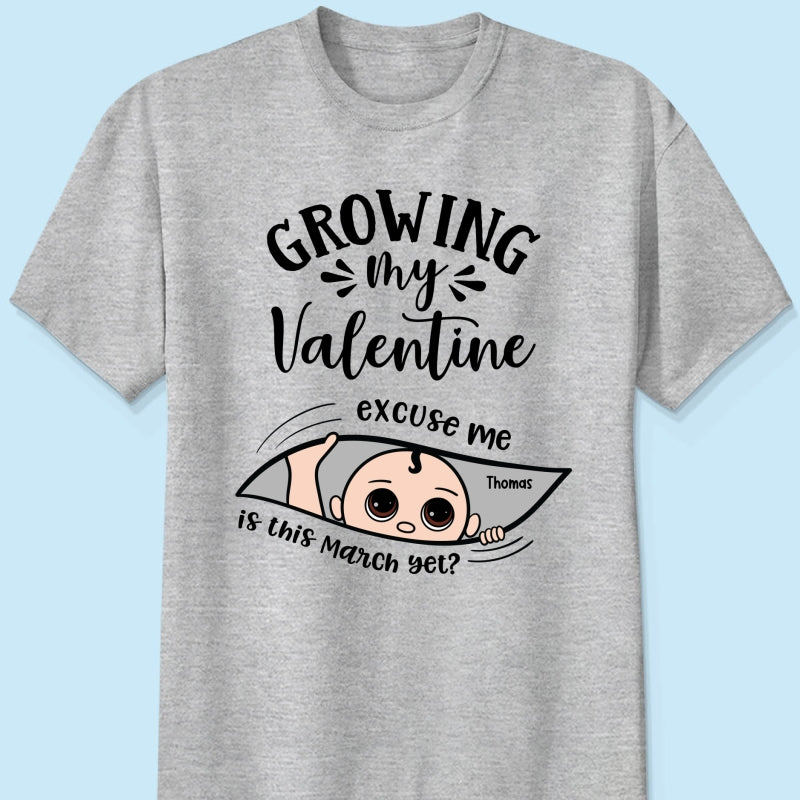 Growing My Cute Baby Excuse Me Is It Yet Personalized Shirt, Gift For Expecting Mom, Pregnancy Announcement, Baby Reveal