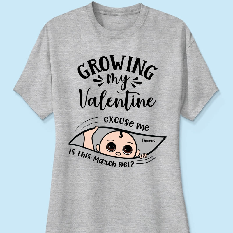 Growing My Cute Baby Excuse Me Is It Yet Personalized Shirt, Gift For Expecting Mom, Pregnancy Announcement, Baby Reveal