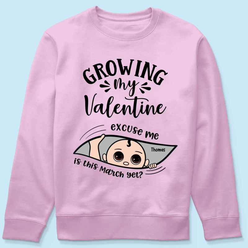 Growing My Cute Baby Excuse Me Is It Yet Personalized Shirt, Gift For Expecting Mom, Pregnancy Announcement, Baby Reveal