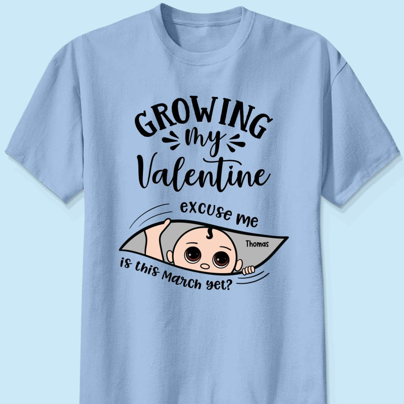Growing My Cute Baby Excuse Me Is It Yet Personalized Shirt, Gift For Expecting Mom, Pregnancy Announcement, Baby Reveal