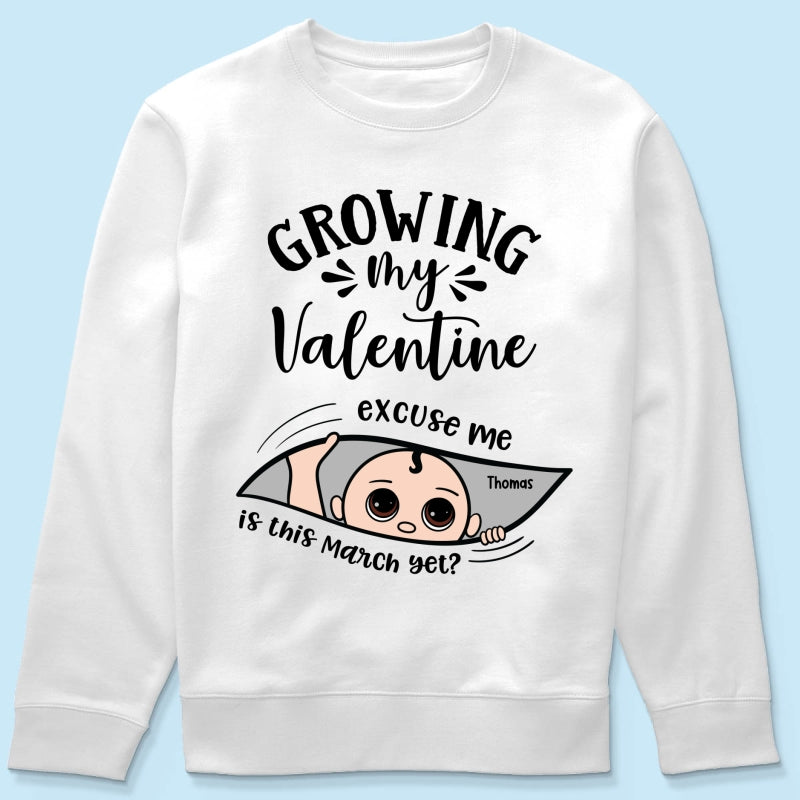 Growing My Cute Baby Excuse Me Is It Yet Personalized Shirt, Gift For Expecting Mom, Pregnancy Announcement, Baby Reveal