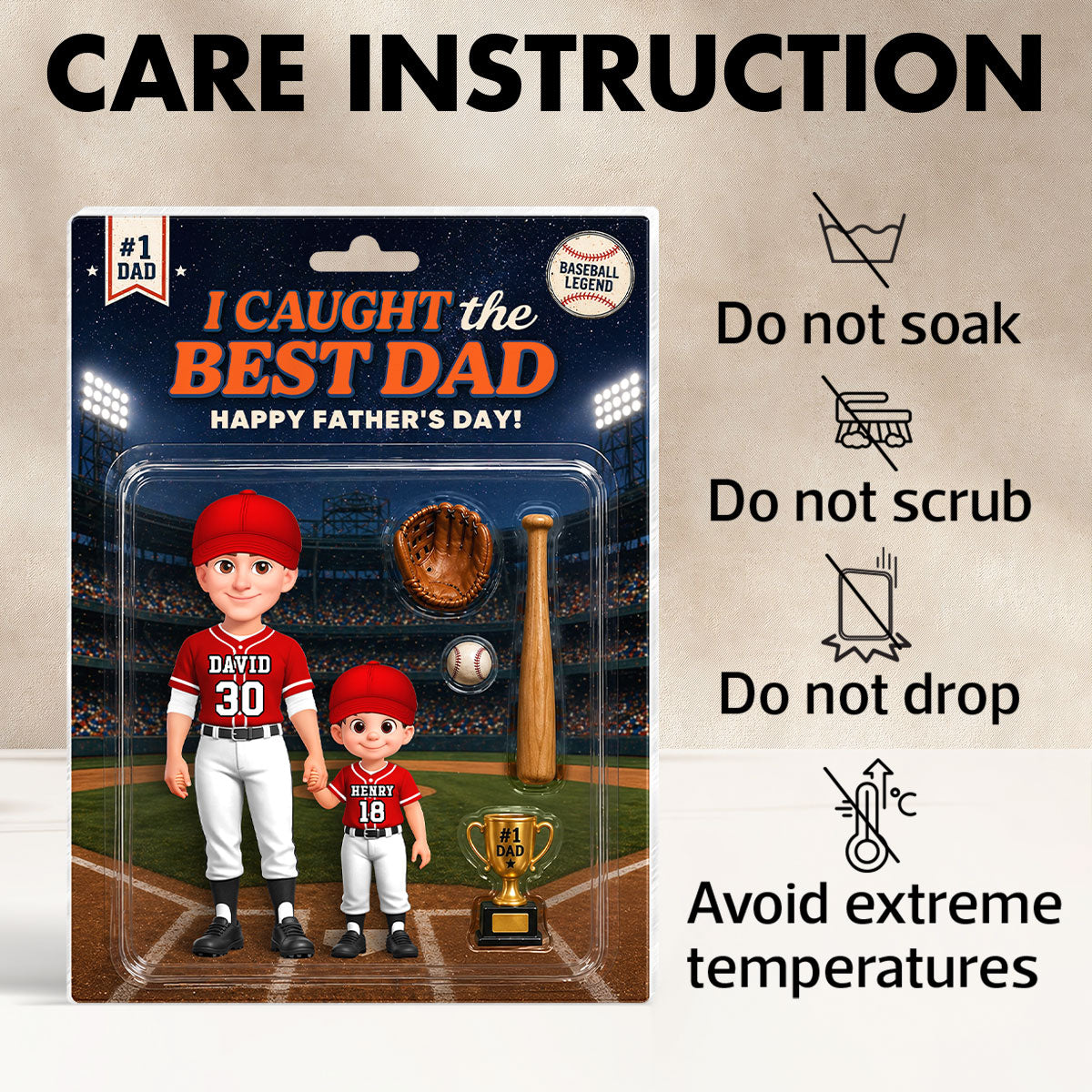 Retro Friday Night Light Baseball We Caught The Best Dad - Personalized Acrylic Block Plaque - Gift For Baseball Dad