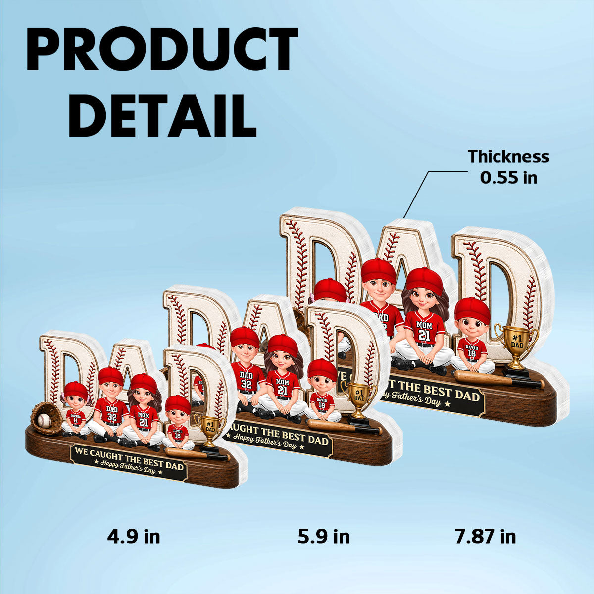 Baseball Legend Daddy's Dream Team - Personalized Acrylic Block Plaque - Gift For Dad
