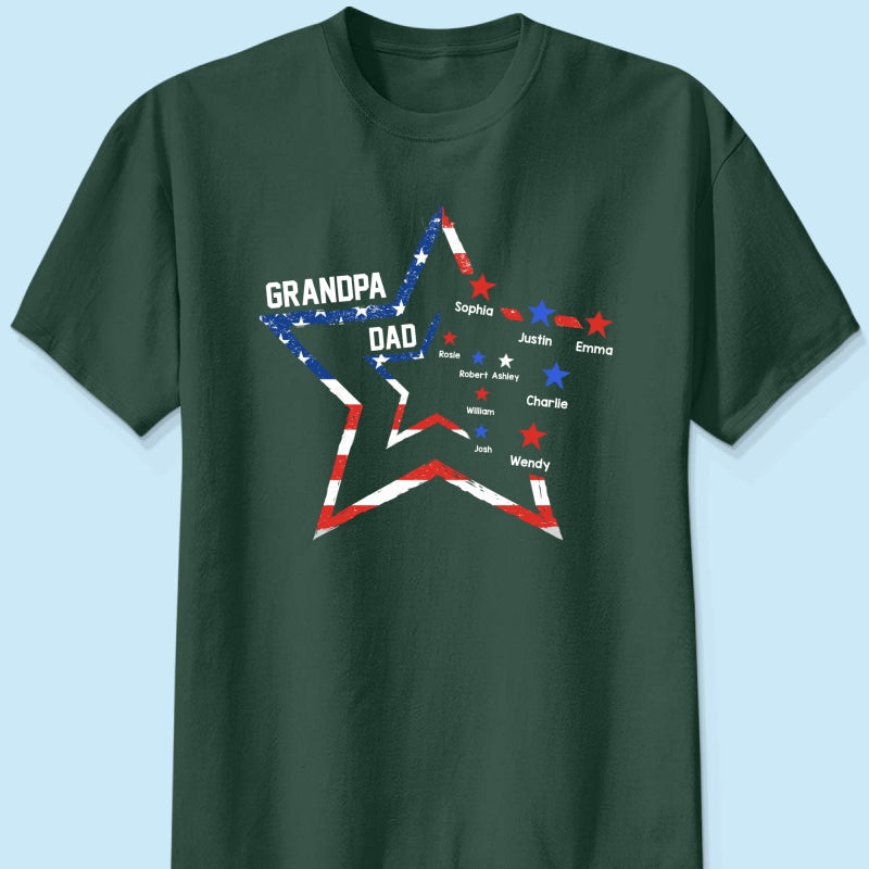 4th of July Dad Papa Grandpa Stars In Star Personalized Shirt