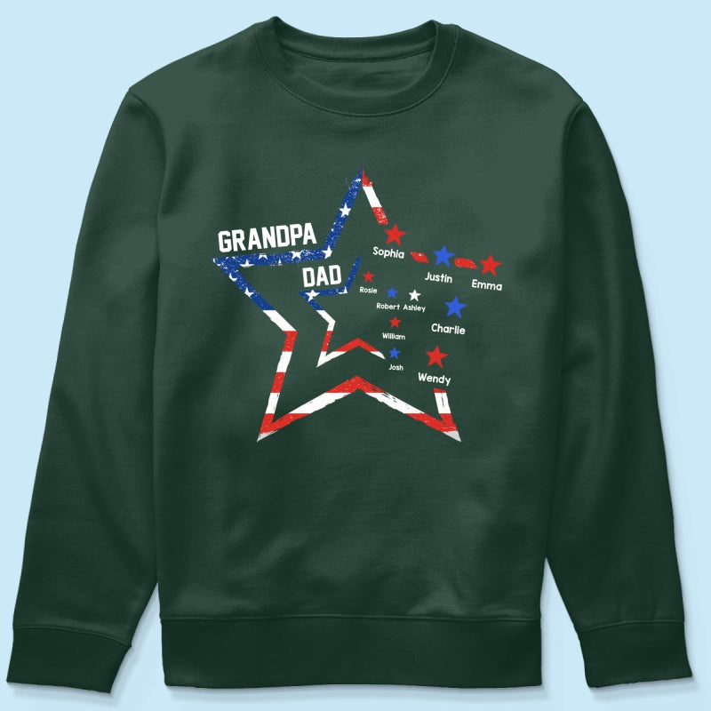 4th of July Dad Papa Grandpa Stars In Star Personalized Shirt