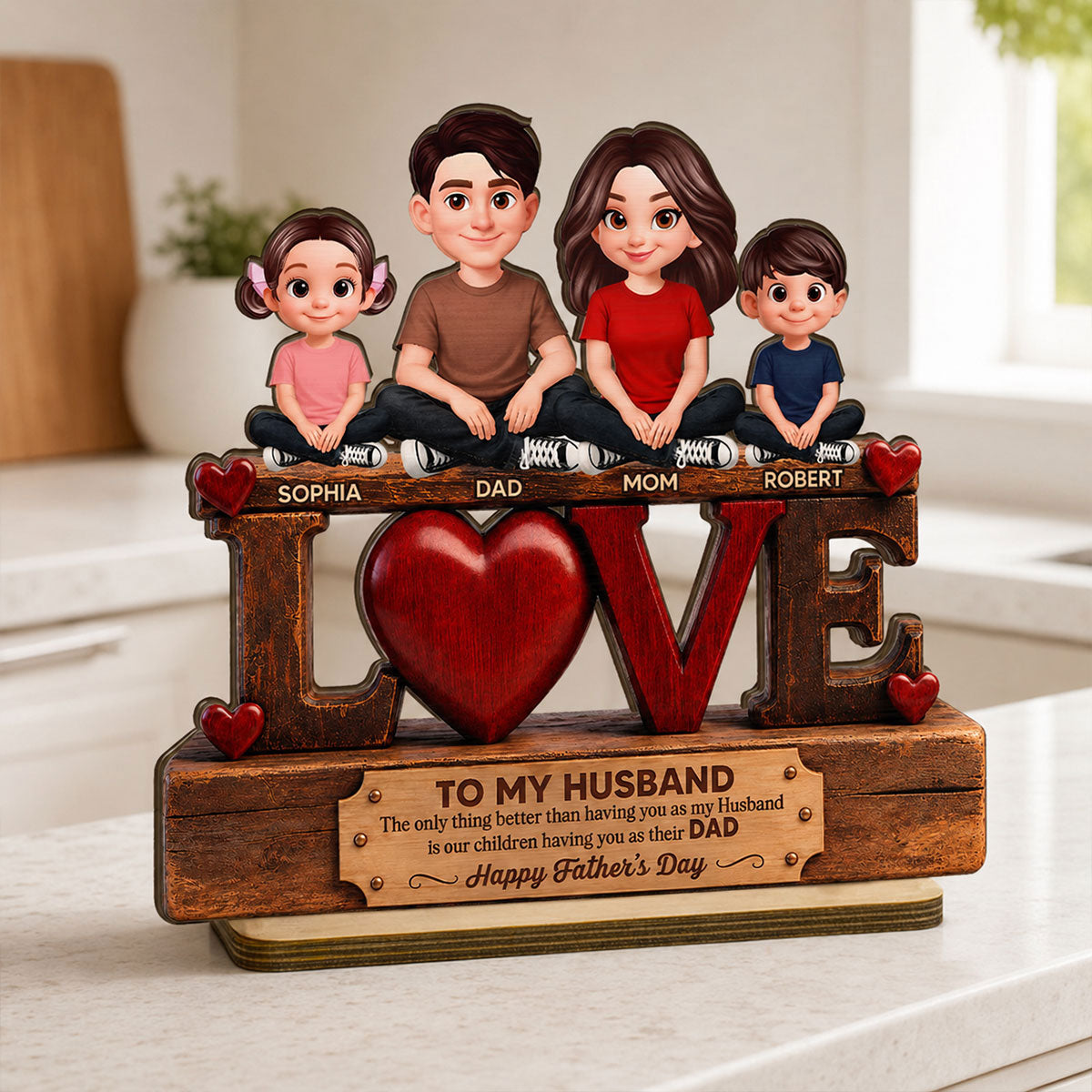 Forever Family Love To My Husband The Only Thing - Personalized 2-Layered Wooden Plaque - Gift For Husband, Dad