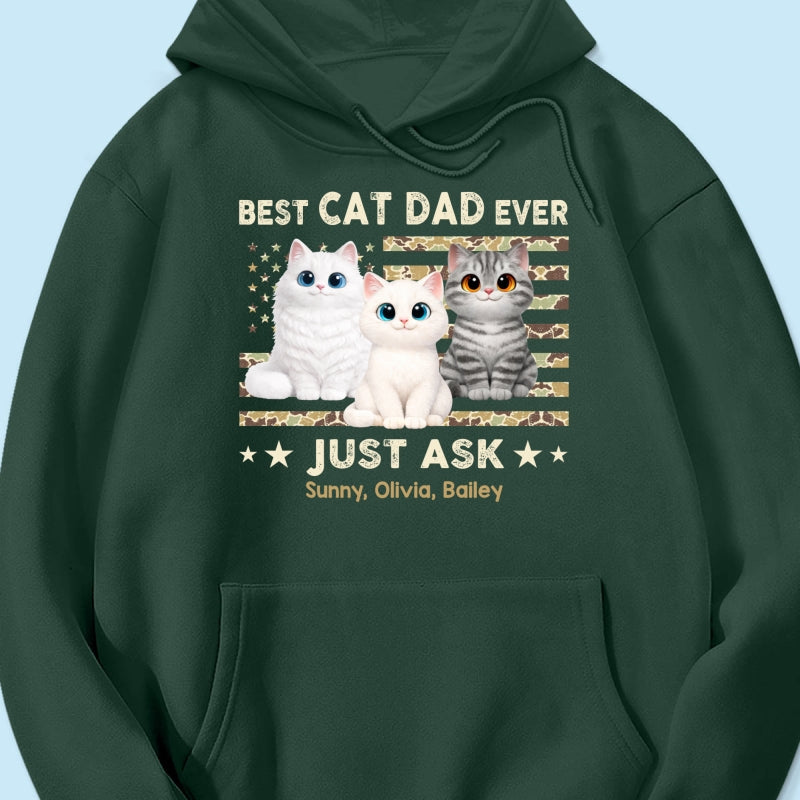 Best Cat Dad Ever Trendy Camouflage Pattern Nation Flag - Personalized Shirt - Father's Day Gift For Cat Dad, Cat Lovers