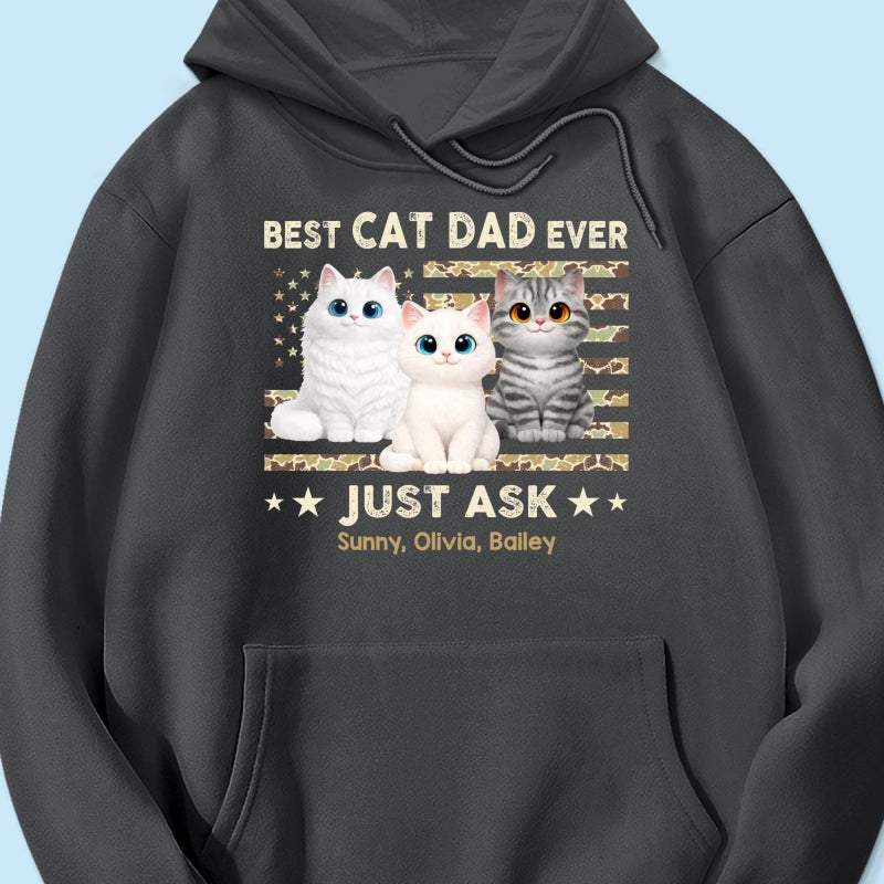 Best Cat Dad Ever Trendy Camouflage Pattern Nation Flag - Personalized Shirt - Father's Day Gift For Cat Dad, Cat Lovers