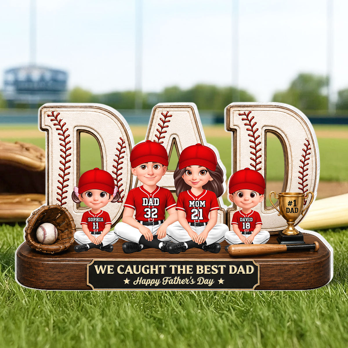 Baseball Legend Daddy's Dream Team - Personalized Acrylic Block Plaque - Gift For Dad