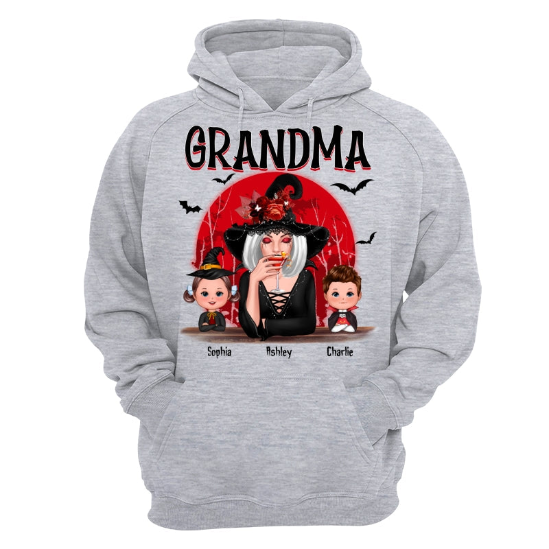 Grandma Red Moon Halloween Woman Grandkids Personalized Shirt