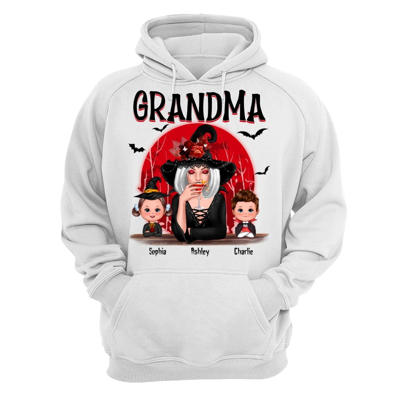 Grandma Red Moon Halloween Woman Grandkids Personalized Shirt