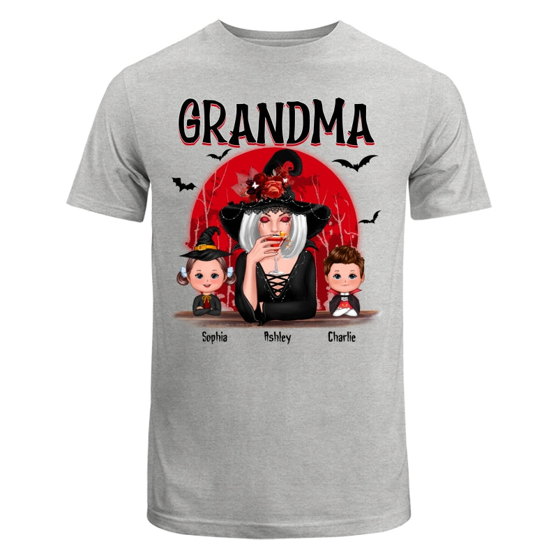 Grandma Red Moon Halloween Woman Grandkids Personalized Shirt