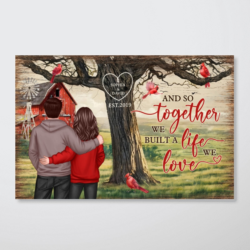 Personalized Couples Tree Large Farmhouse Poster Wall Art, Gift, Anniversary Gift For Couples, For Him, For Her