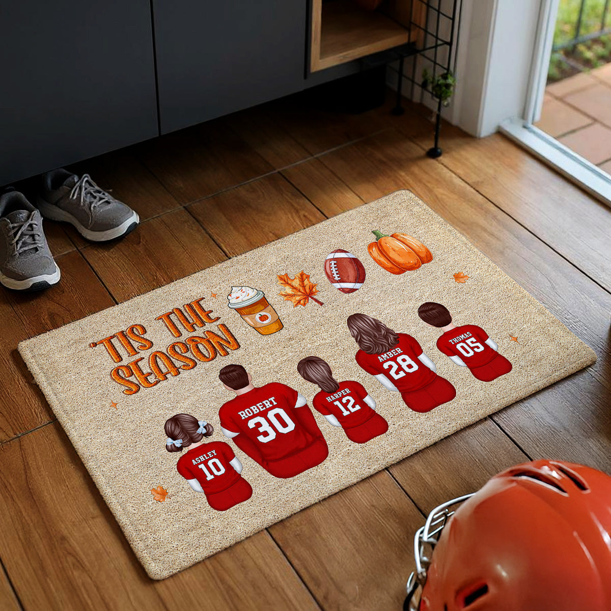American Football Family Tis The Season Fall Vibe Personalized Doormat