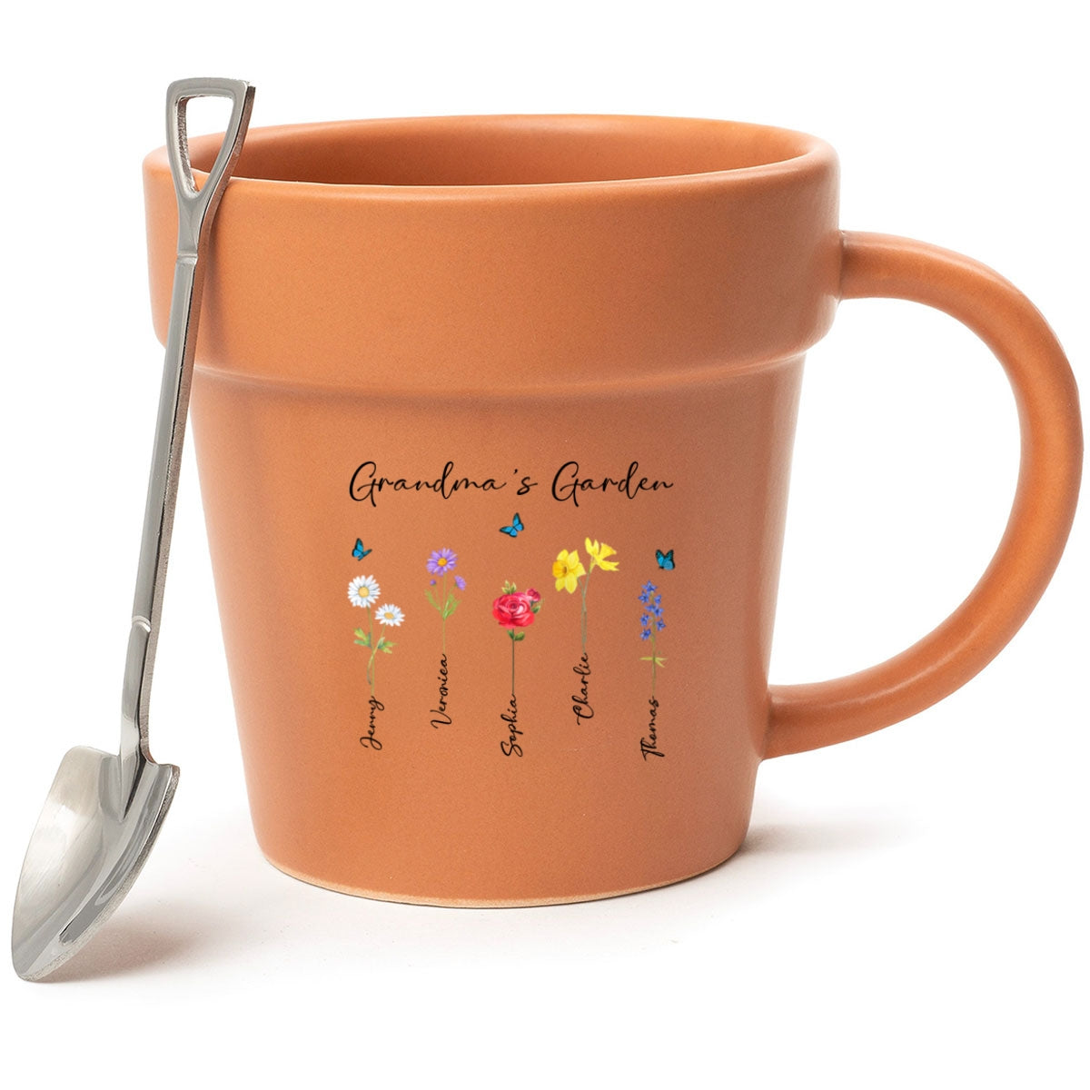 Grandma's Garden Watercolor Birth Month Flower Personalized Plant Pot Ceramic Mug