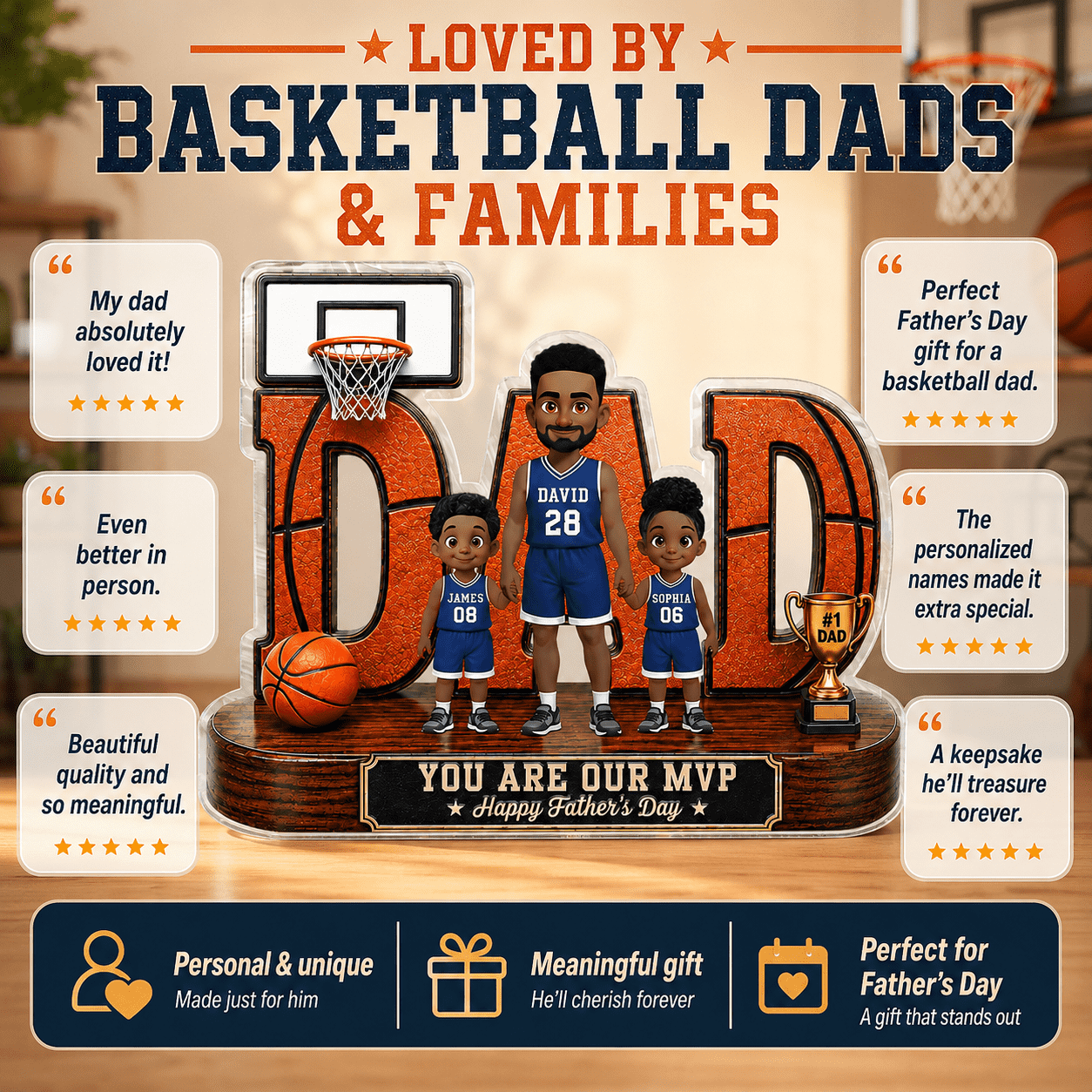 Basketball Dad Legend You Are Our MVP 2D Flat Printed - Personalized Acrylic Block Plaque - Gift For Dad, Husband, Basketball Fans
