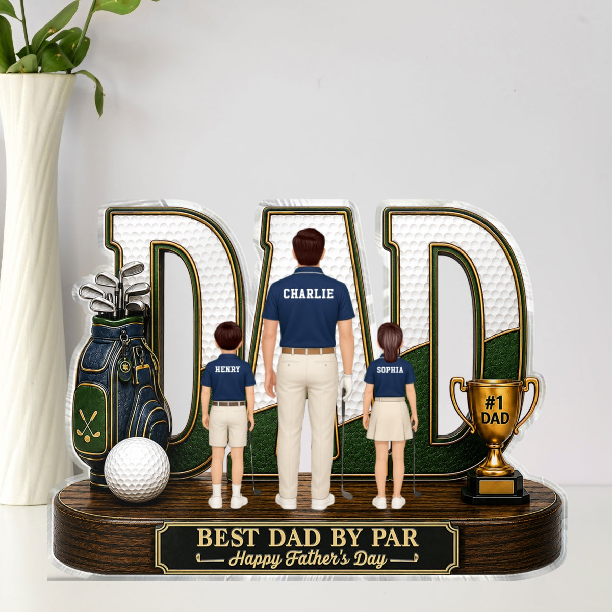 Golf Dad Legend Best Dad By Par - Personalized Acrylic Block Plaque - Unique Trending Gift For Dad
