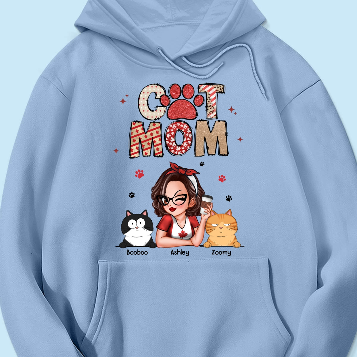 Cat Mom Canada Flag Sparkly Pattern Personalized Shirt, Canada Day